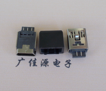 宝安MINI USB 5Pin接口 带护套焊线母座 B型180度铜壳