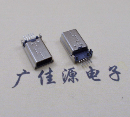 宝安MINI USB公头 5pin端子贴板带柱 10.7mm体长
